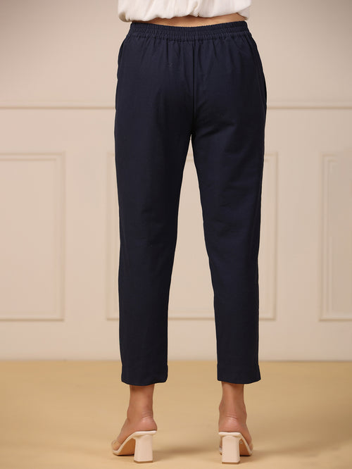 Juniper Navy Cotton Pants - MALL