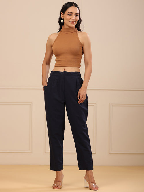 Juniper Navy Cotton Pants - MALL