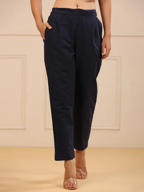 Juniper Navy Cotton Pants - MALL