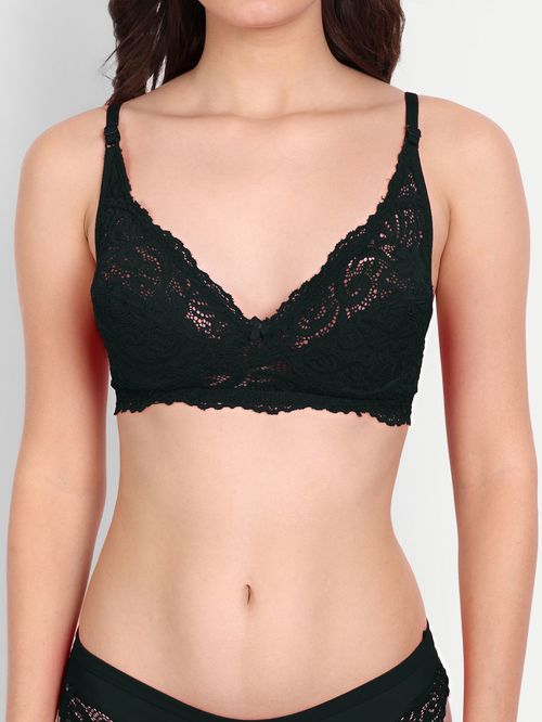 FIMS  Black Lace Work Lingerie Set - MALL