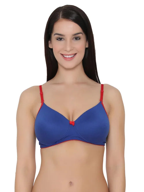 Buy Clovia Padded Non-Wired Full Coverage Lace Bra - Beige at Rs