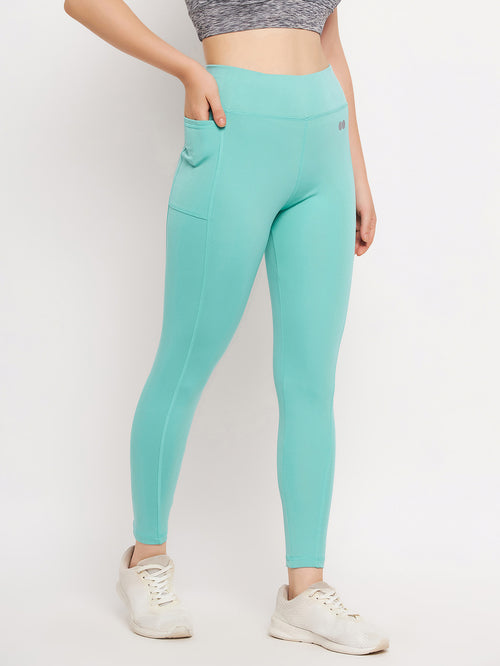 Clovia Mint Green High Rise Active Tights - MALL