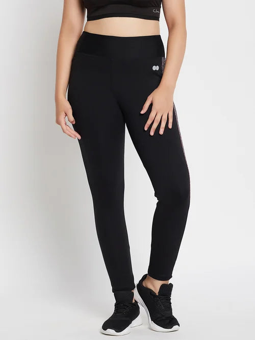 Clovia Black High Rise Active Tights - MALL