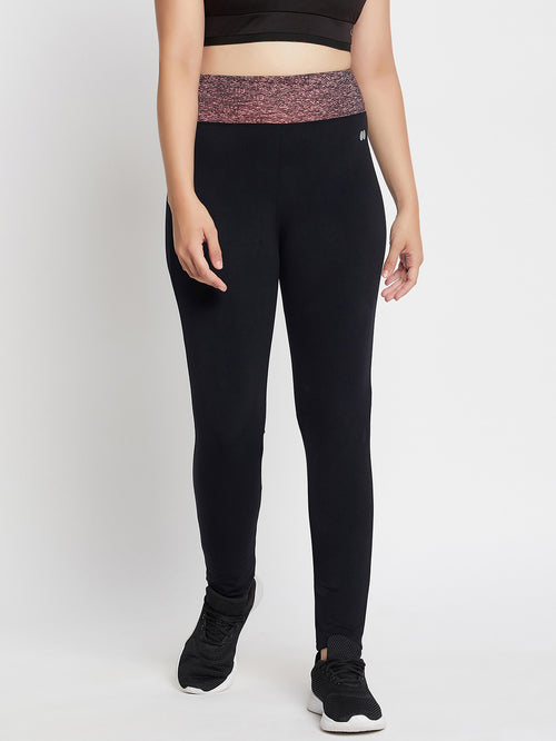 Clovia Black High Rise Active Tights - MALL