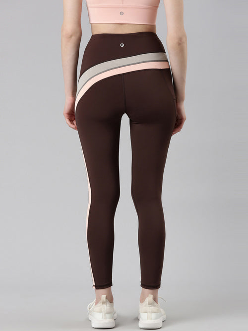 Enamor Brown Block Sports Leggings - MALL