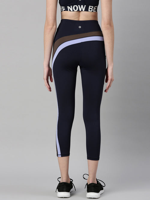 Enamor Navy Block Sports Leggings - MALL