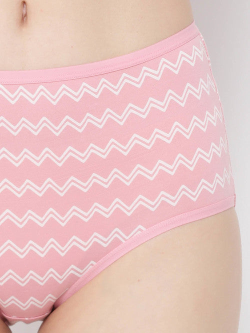 Clovia Pink Cotton Printed Hipster Panty - MALL