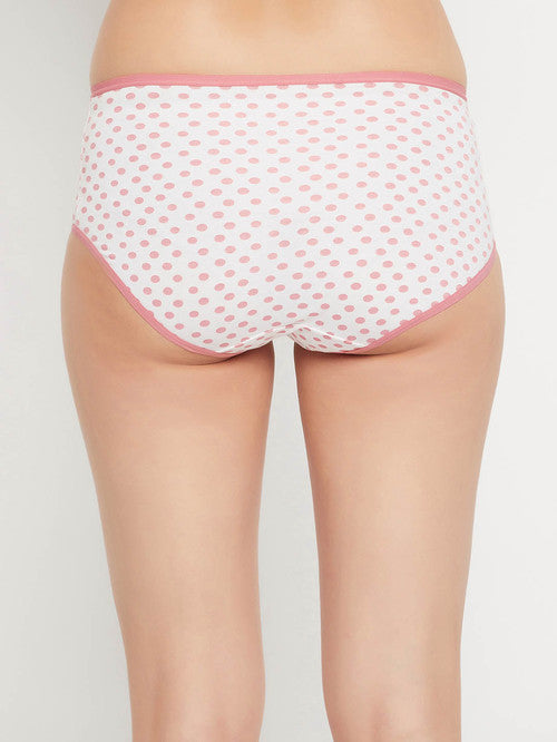 Clovia White Cotton Printed Hipster Panty - MALL