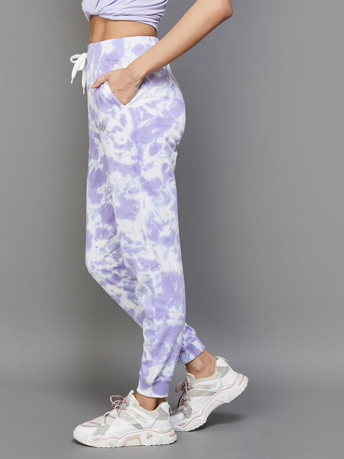 KAPPA Lavender Cotton Printed Joggers - MALL