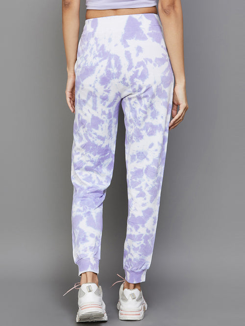 KAPPA Lavender Cotton Printed Joggers - MALL