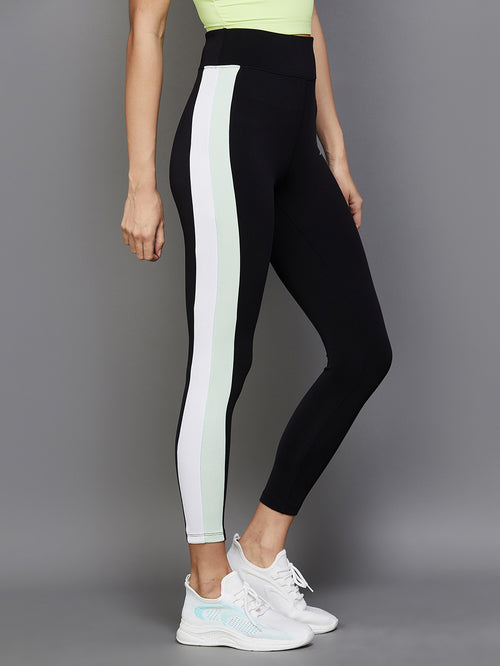 KAPPA Jet Black & White Color & Block Tights - MALL