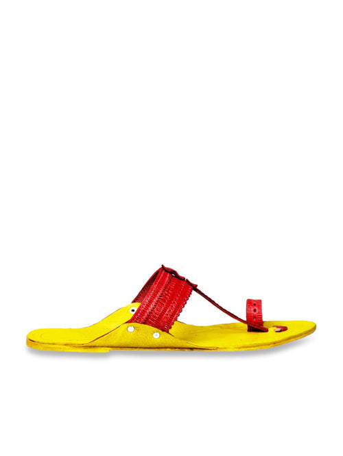 Kalapuri Women's Red Kolhapuri Sandals - MALL