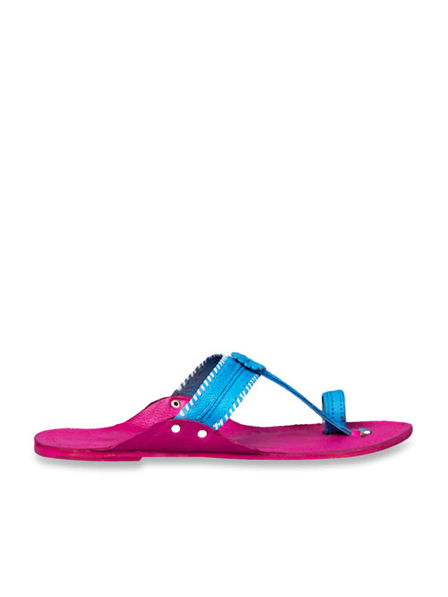 Kalapuri Women's Blue Kolhapuri Sandals - MALL