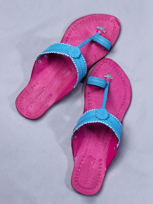 Kalapuri Women's Blue Kolhapuri Sandals - MALL