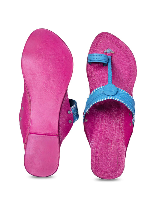 Kalapuri Women's Blue Kolhapuri Sandals - MALL