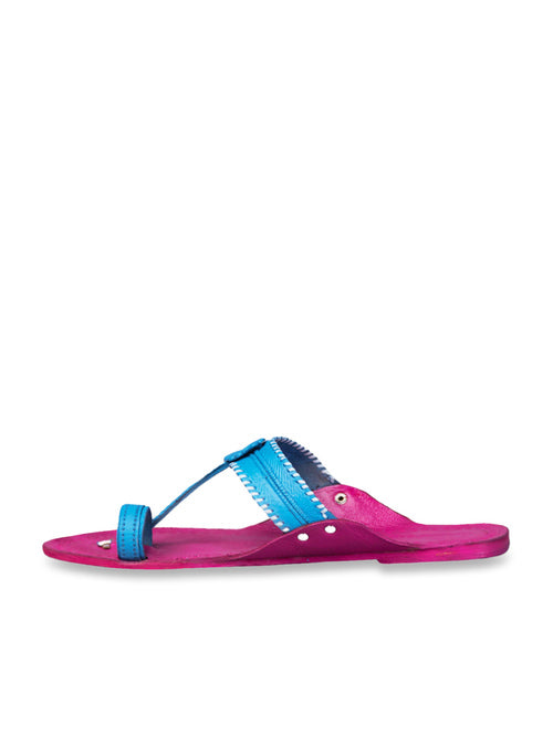 Kalapuri Women's Blue Kolhapuri Sandals - MALL