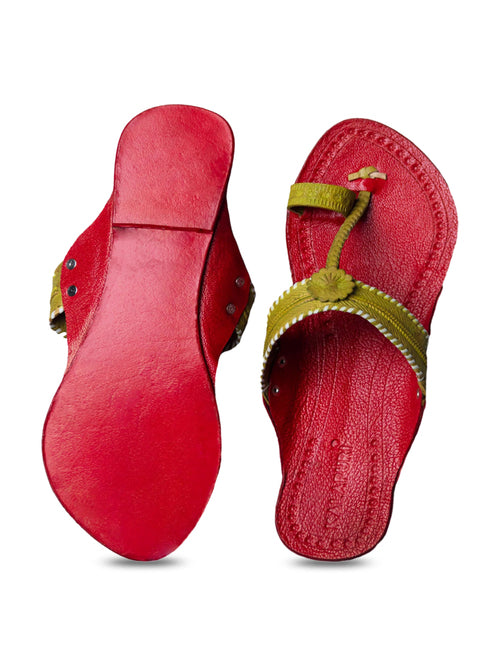 Kalapuri Women's Green Kolhapuri Sandals - MALL