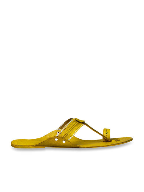 Kalapuri Women's Yellow Kolhapuri Sandals - MALL