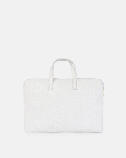 Unisex White PU Laptop Bag - MALL