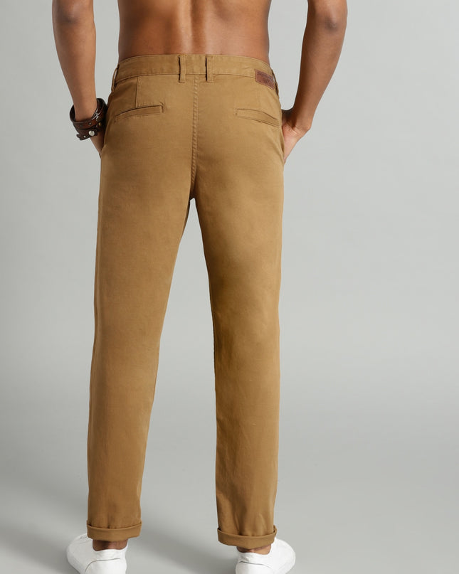 Roadster Men Khaki Slim Fit Solid Chinos - MALL