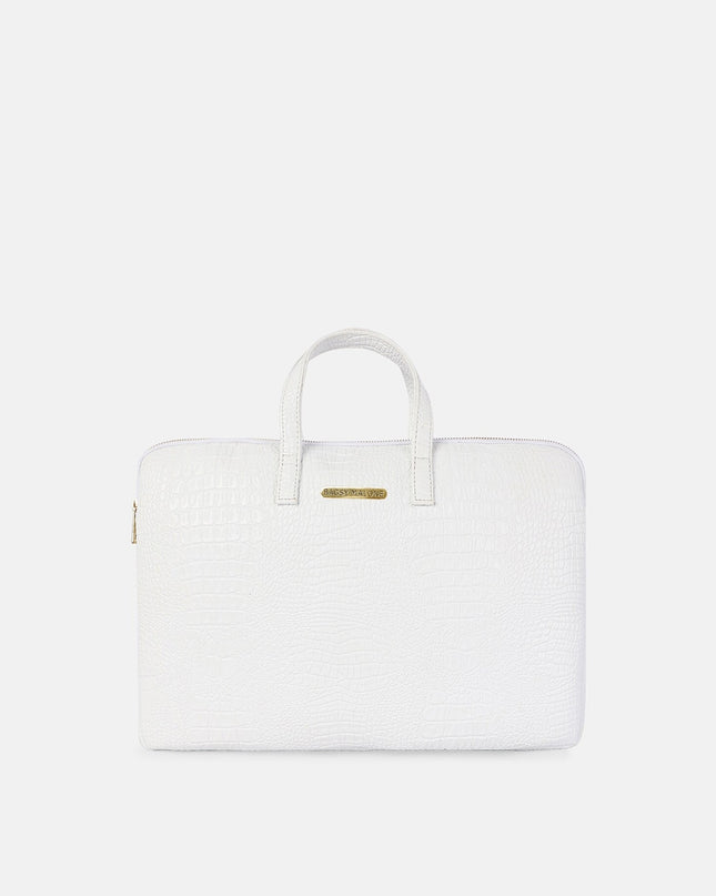 Unisex White PU Laptop Bag - MALL