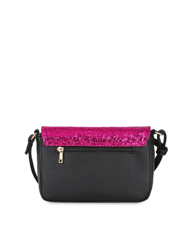 Caprese Black Printed Leather Structured Sling Bag - MALL