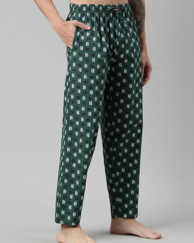 Pepe Jeans Men Green Printed Cotton Lounge Pants - MALL