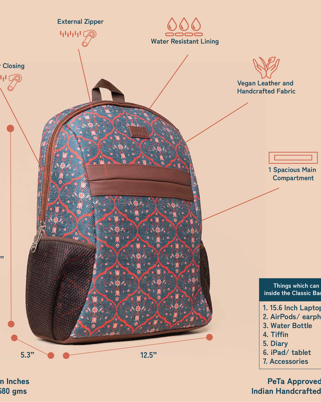 Sheesh Mahal Jaali Motif Classic Backpack