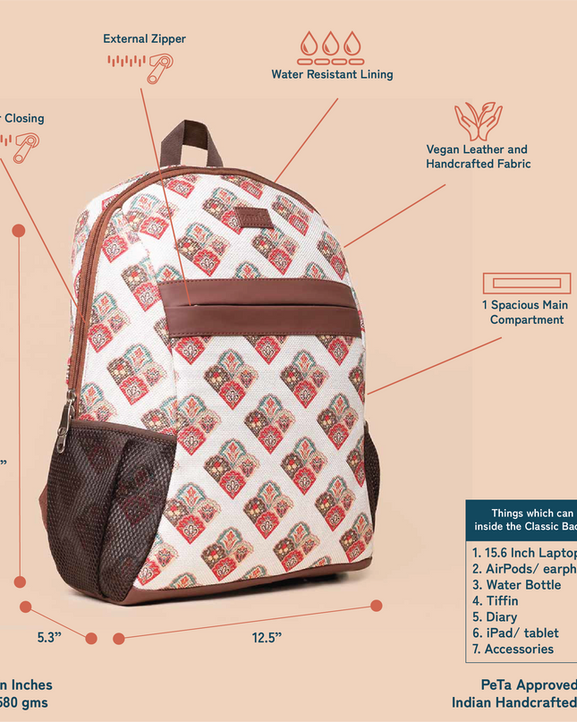 Seashell Motif White Classic Backpack