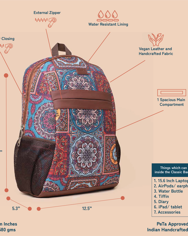 Multicolor Mandala Print Classic Backpack