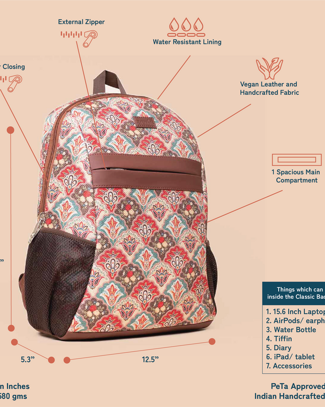 Mughal Art Multicolor Classic Backpack