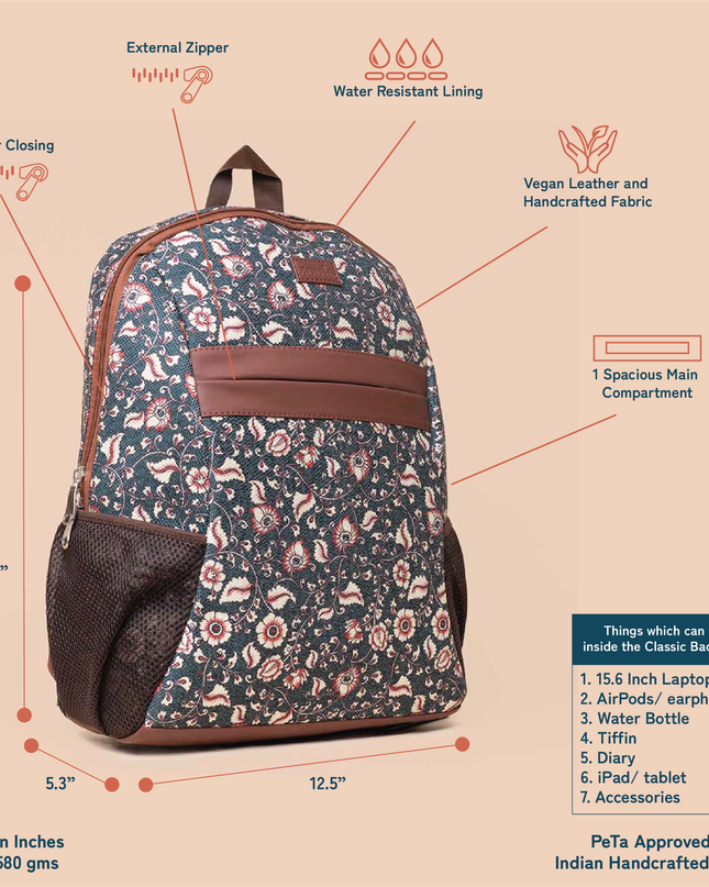 Chittoor Blue Kalamkari Classic Backpack