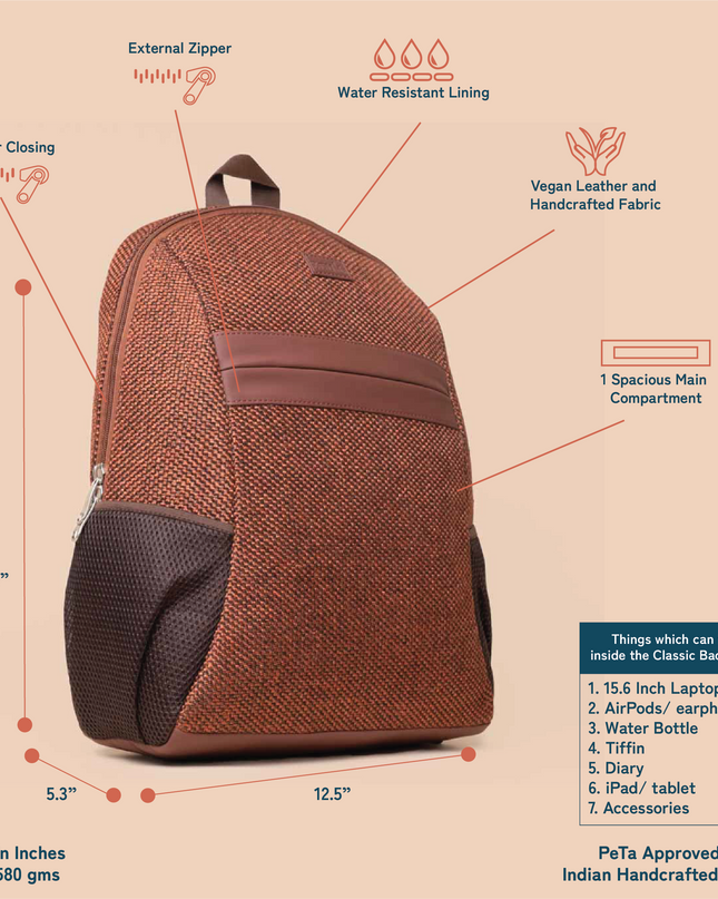 Brown Metal Classic Backpack