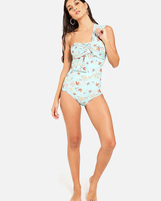 HAUTE SAUCE by Campus Sutra Women Blue & Brown Printed Swimsuit - MALL