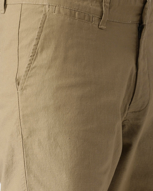 Ether Men Khaki Solid Sustainable Shorts - MALL