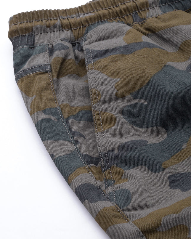 Roadster Men Grey & Brown Camouflage Printed Joggers - MALL