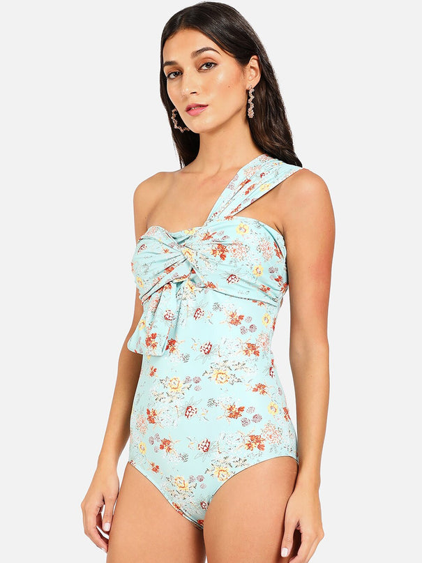 HAUTE SAUCE by Campus Sutra Women Blue & Brown Printed Swimsuit - MALL