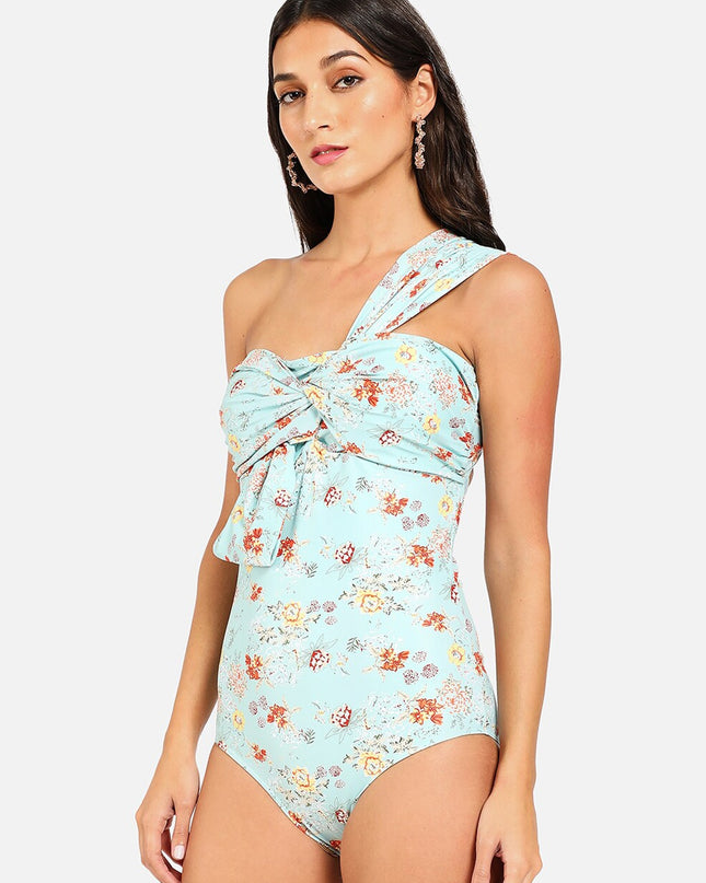 HAUTE SAUCE by Campus Sutra Women Blue & Brown Printed Swimsuit - MALL