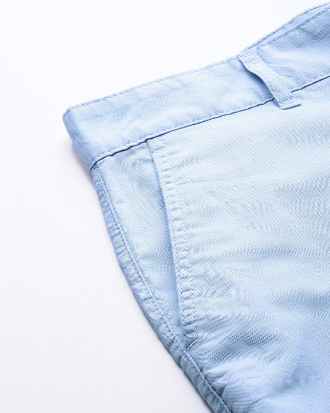 Mast & Harbour Men Blue Solid Regular Fit Chino Shorts - MALL