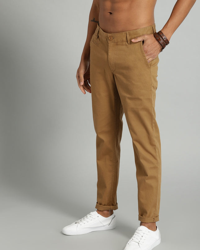 Roadster Men Khaki Slim Fit Solid Chinos - MALL