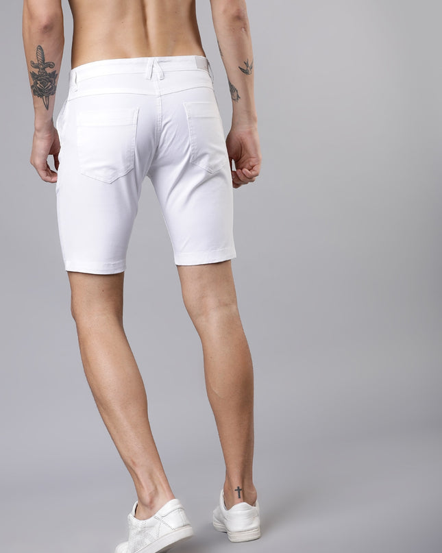 HIGHLANDER Men White Solid Slim Fit Chino Shorts - MALL