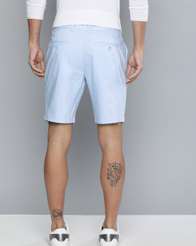 Mast & Harbour Men Blue Solid Regular Fit Chino Shorts - MALL