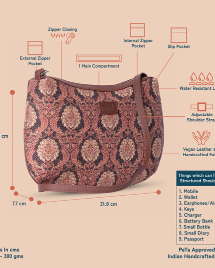 Jodhpur Damask Structured Shoulder Bag