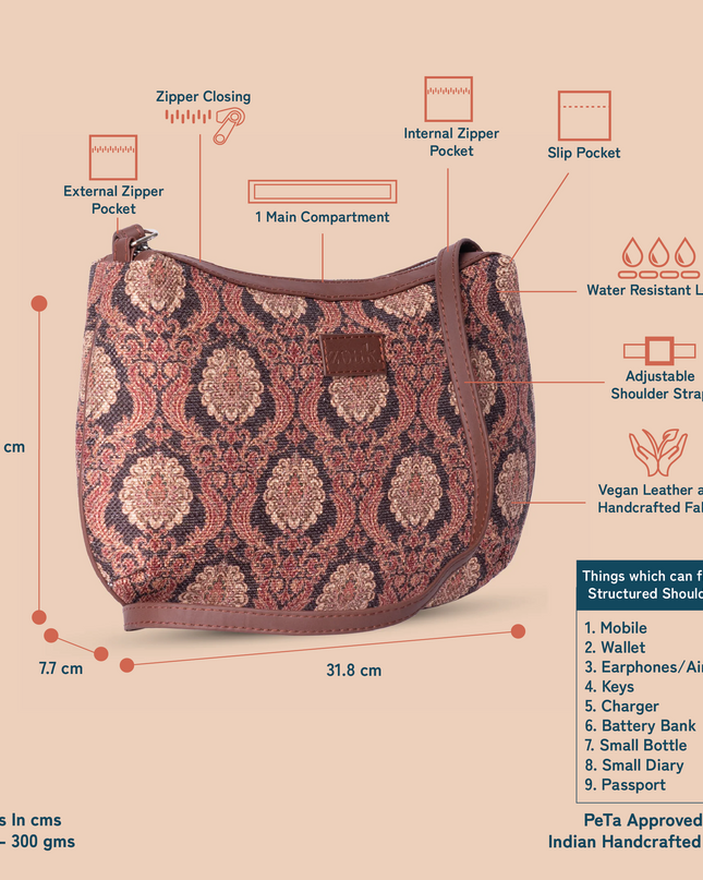 Jodhpur Damask Structured Shoulder Bag